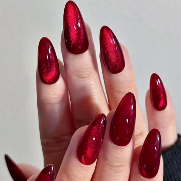 GlitzBlitz Boutique Other - Any 4/$25! Reusable Long Red Cat Eye Press On Nails w/Application Instructions